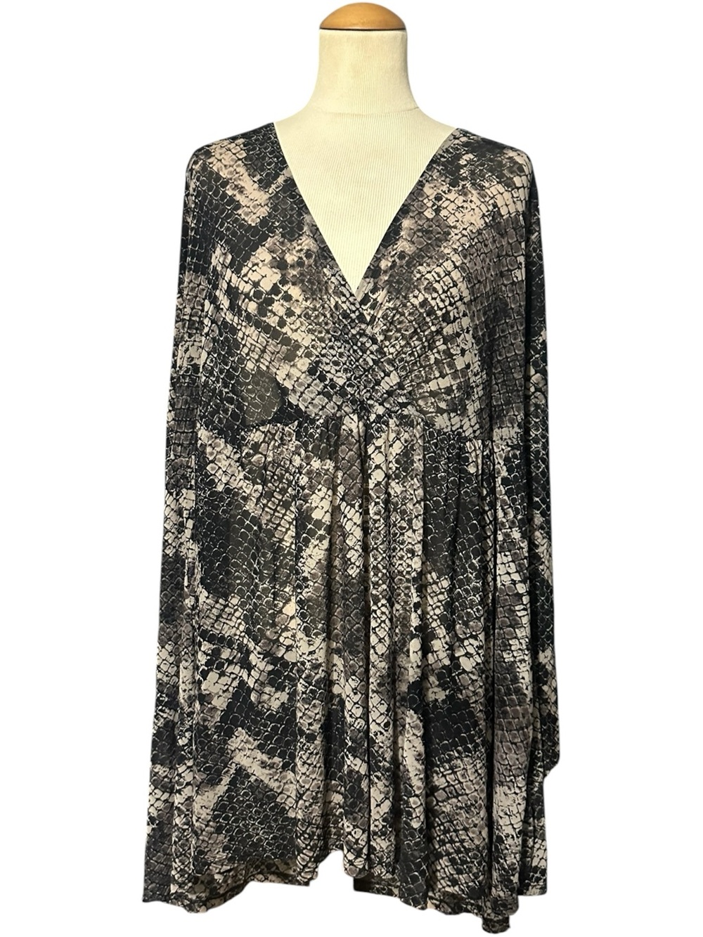 Torrid Surplice Babydoll Long Sleeve Mesh Top Brown Black Size 3X
